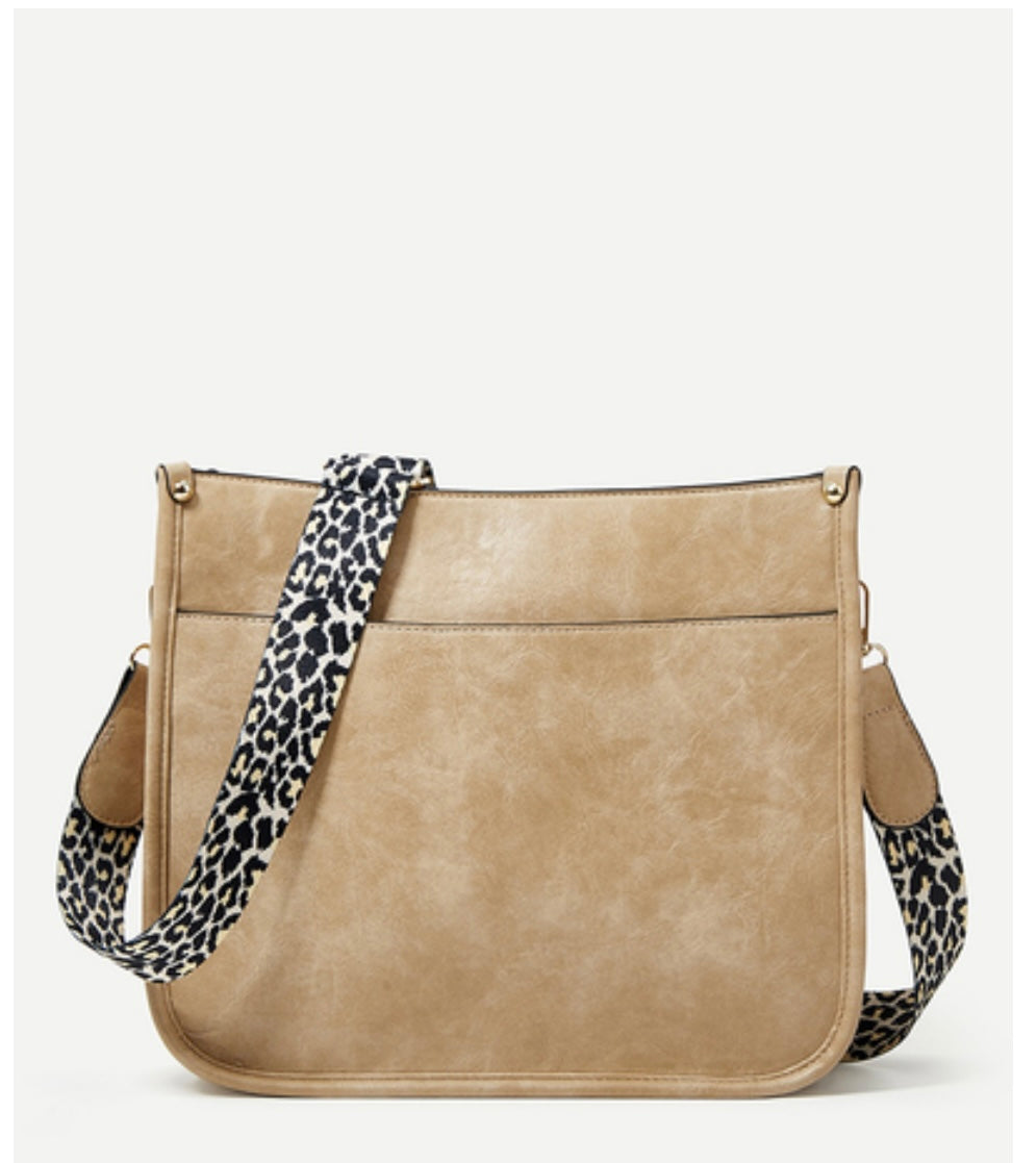 Vegan Leather Leopard Strap Crossbody