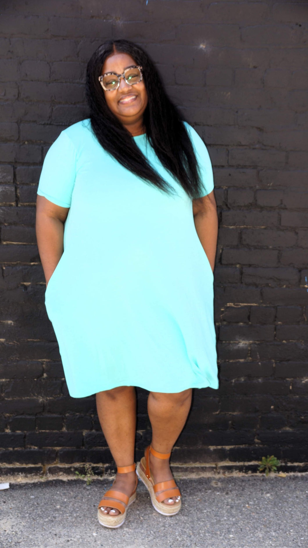 Mint Flared Dress With Pockets